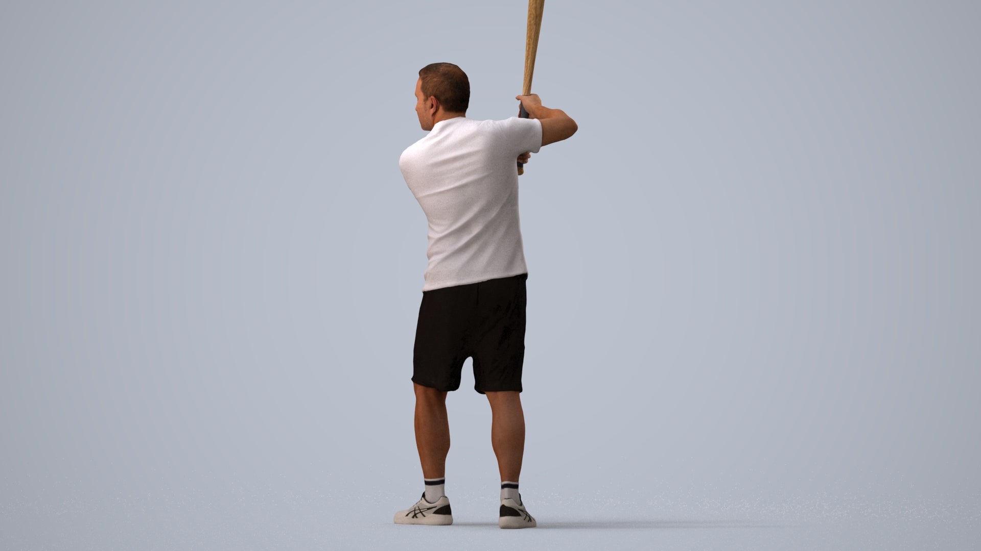 3D scanned man sport, photorealistic archviz people for Enscape and SketchUp, three-quarter view render