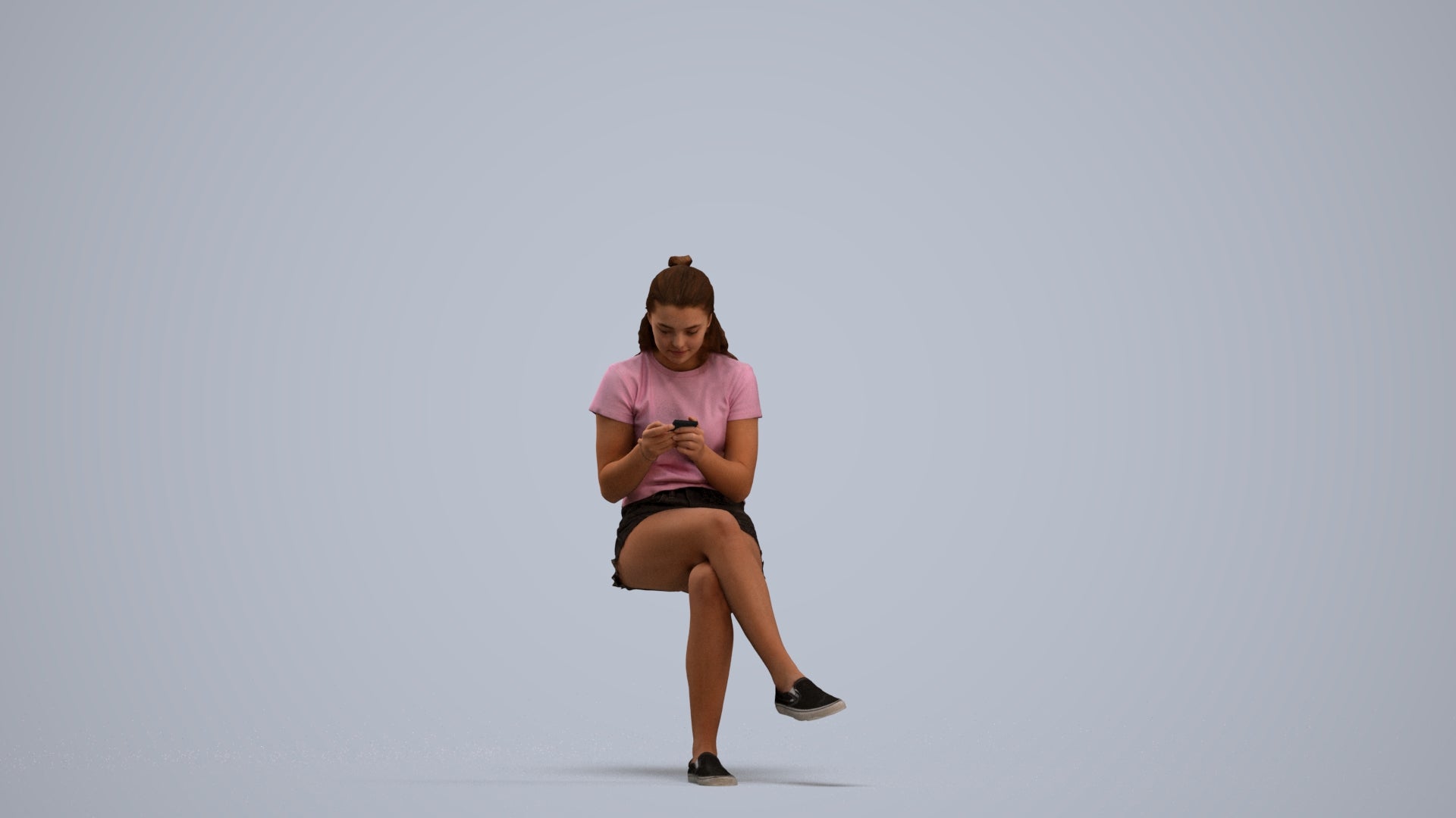 photogrammetry 3D girl casual kids, realistic human model archviz FBX, standing pose render