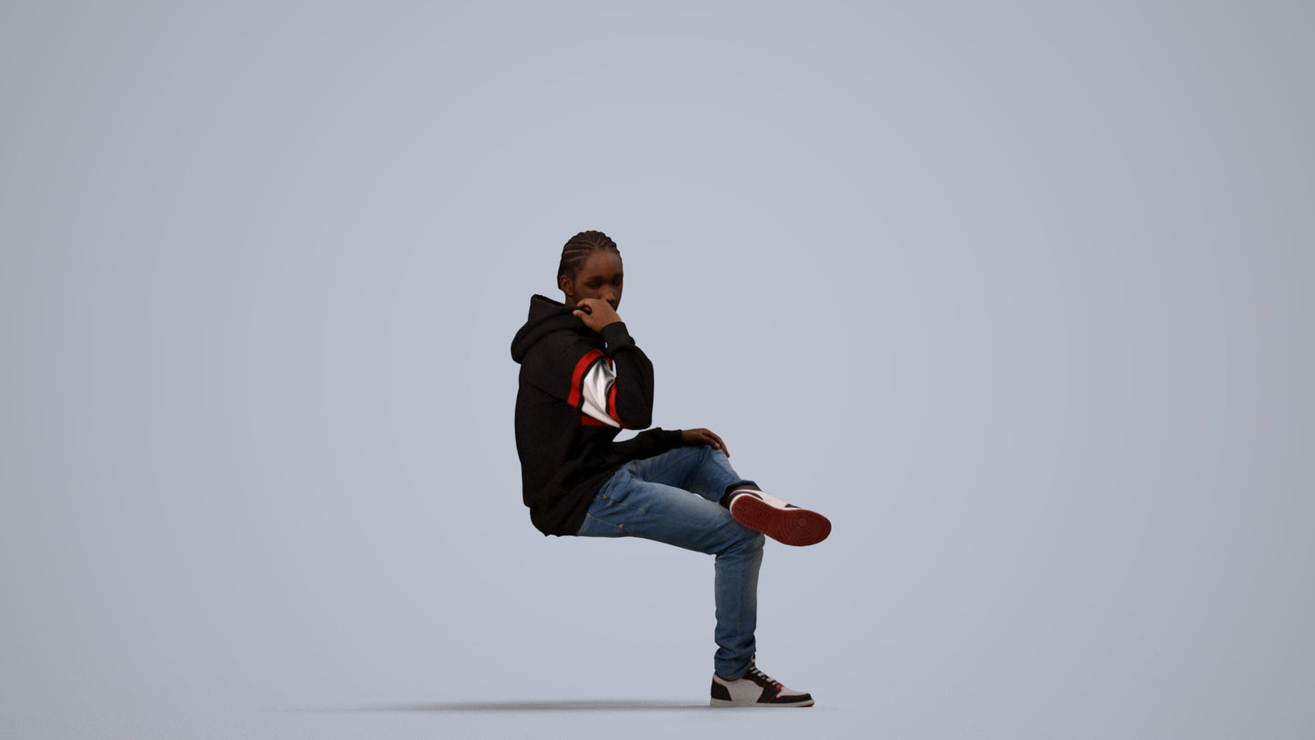 3D scanned boy kids casual, photorealistic archviz people for Enscape and SketchUp, side view render