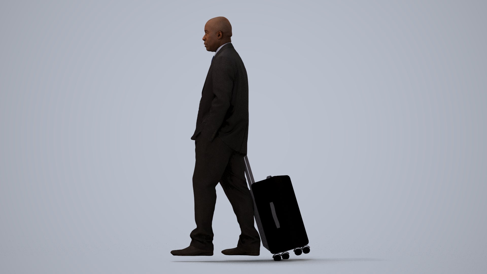 photogrammetry 3D man business, realistic human model archviz FBX, three-quarter view render