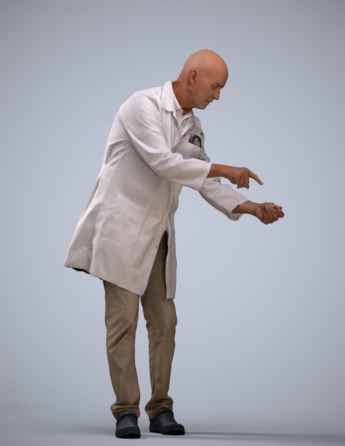 3D human model senior man medical, photogrammetry scanned person for archviz