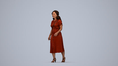 realistic 3D woman casual standing, scanned archviz people for Blender and 3ds Max, top-down view render