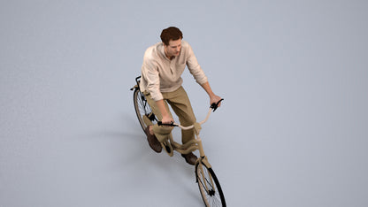 3D scanned man cycling casual, photorealistic archviz people for Enscape and SketchUp, back view render