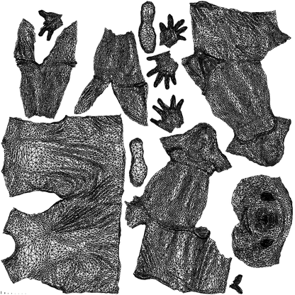 3D people model man sport, scanned human for 3ds Max rendering, wireframe top-down view