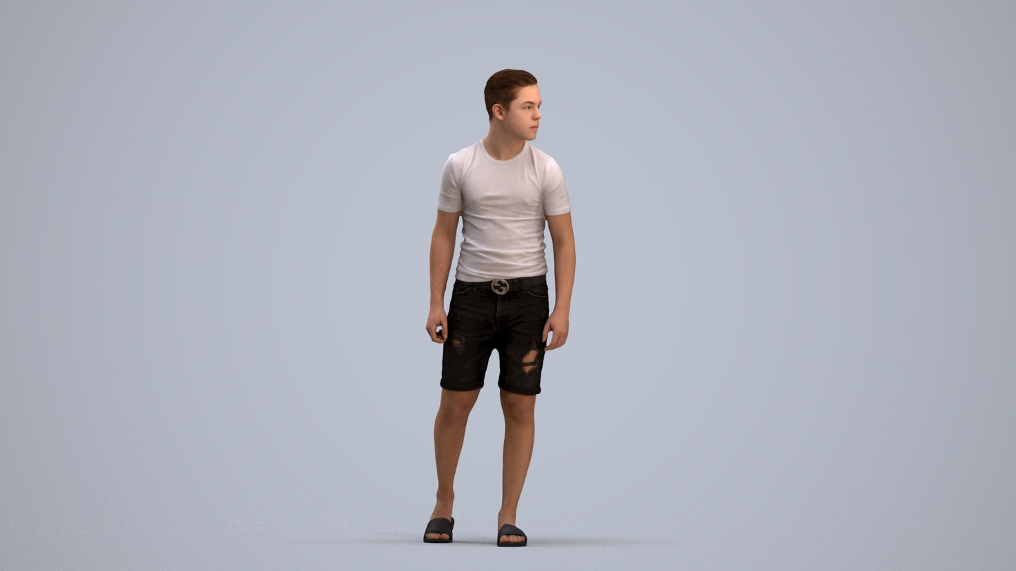 scanned 3D boy casual kids, photogrammetry people for Enscape and V-Ray, standing pose render