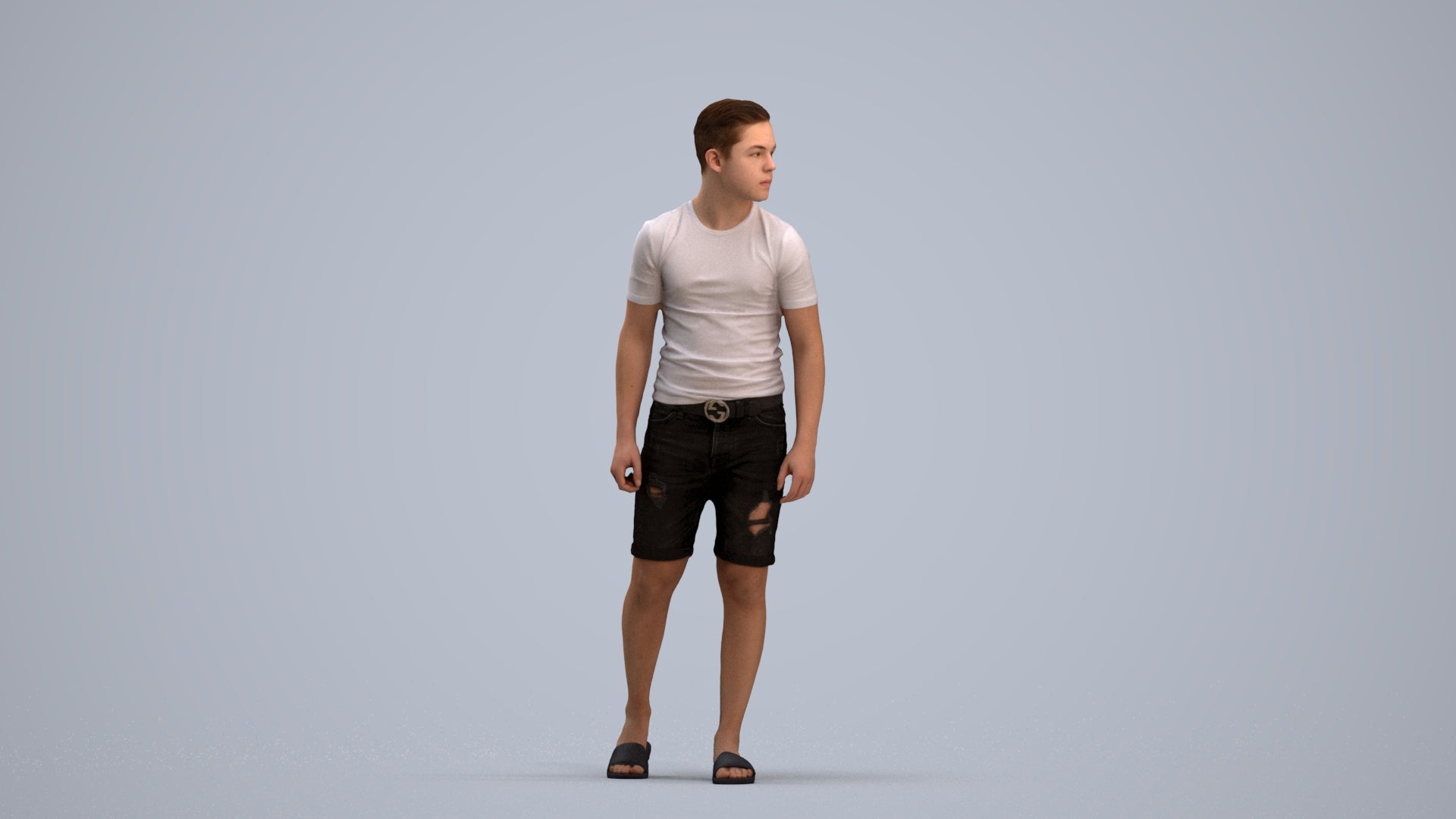 scanned 3D boy casual kids, photogrammetry people for Enscape and V-Ray, standing pose render