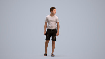 scanned 3D boy casual kids, photogrammetry people for Enscape and V-Ray, standing pose render