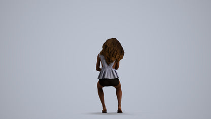 scanned 3D woman casual sitting, photogrammetry people for Enscape and V-Ray, front view render