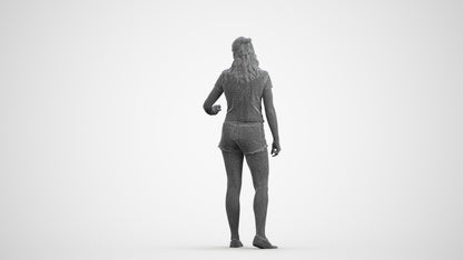 photogrammetry 3D girl casual door, realistic human model archviz FBX, wireframe front view