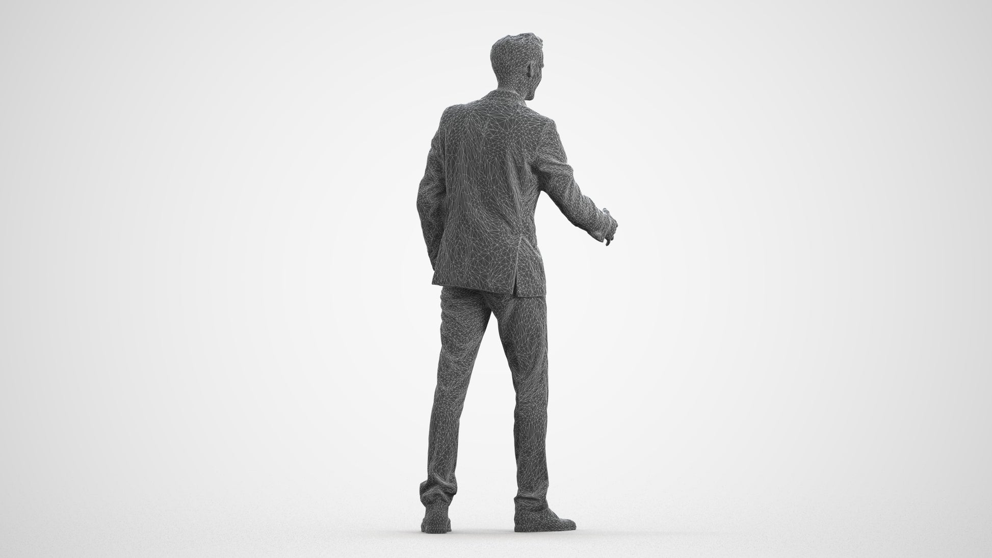 realistic 3D human man business, archviz people FBX OBJ for Blender, wireframe front view