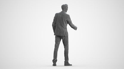 realistic 3D human man business, archviz people FBX OBJ for Blender, wireframe front view