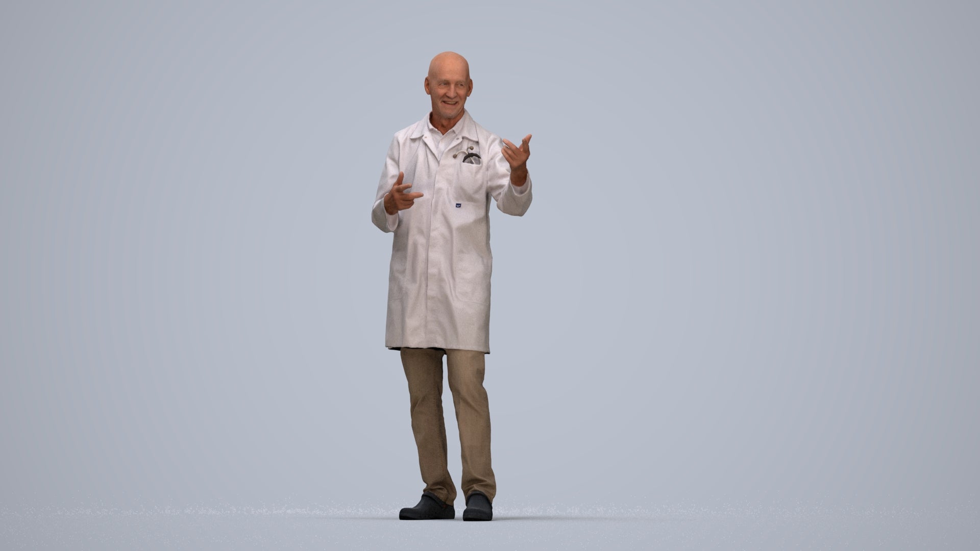 3D scanned senior man medical, photorealistic archviz people for Enscape and SketchUp, top-down view render