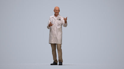 3D scanned senior man medical, photorealistic archviz people for Enscape and SketchUp, top-down view render