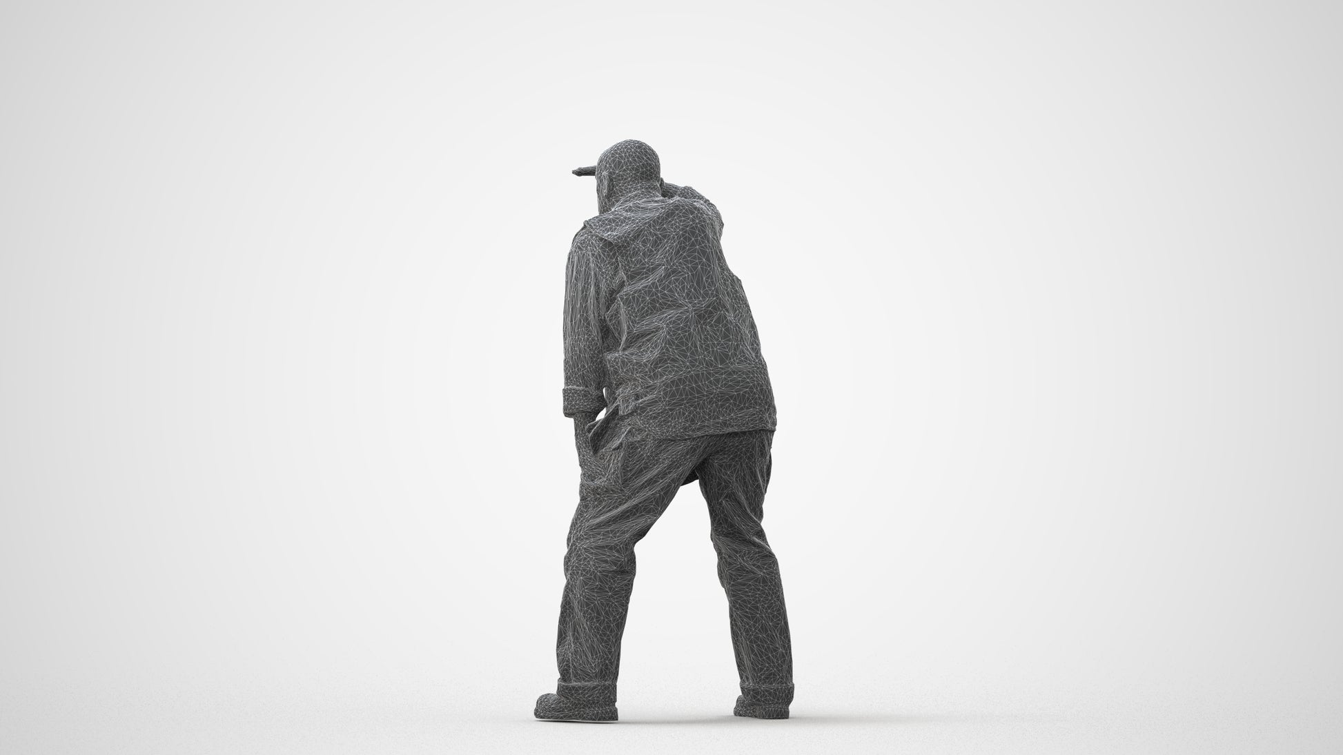 realistic 3D senior man standing, scanned archviz people for Blender and 3ds Max, square thumbnail