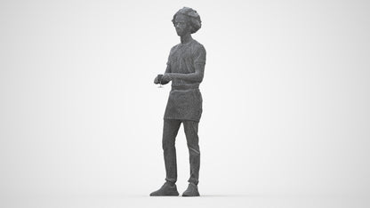 scanned 3D man hospitality, photogrammetry people for Enscape and V-Ray, wireframe back view
