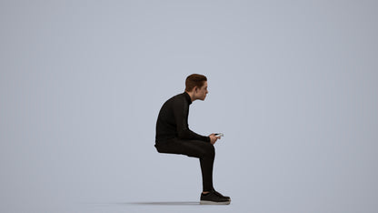 3D human model boy casual kids, photogrammetry scanned person for archviz, side view render