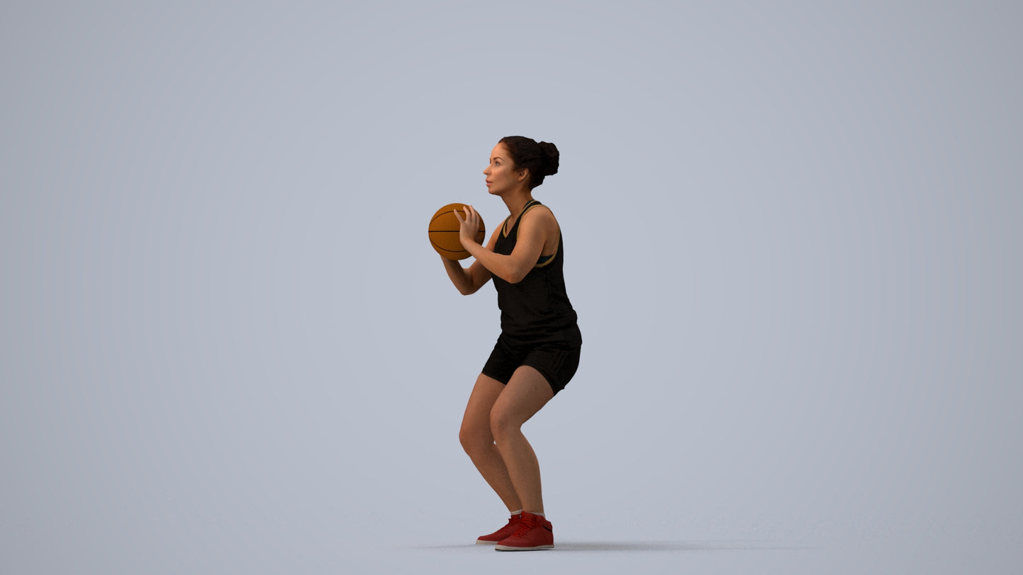 photogrammetry 3D woman sport, realistic human model archviz FBX, three-quarter view render