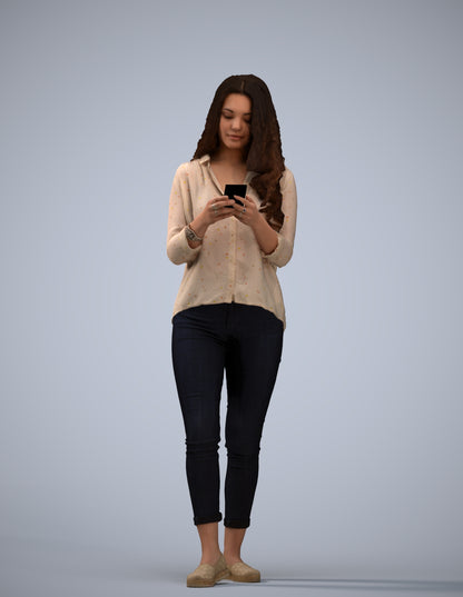 3D scanned woman walking, photorealistic archviz people for Enscape and SketchUp