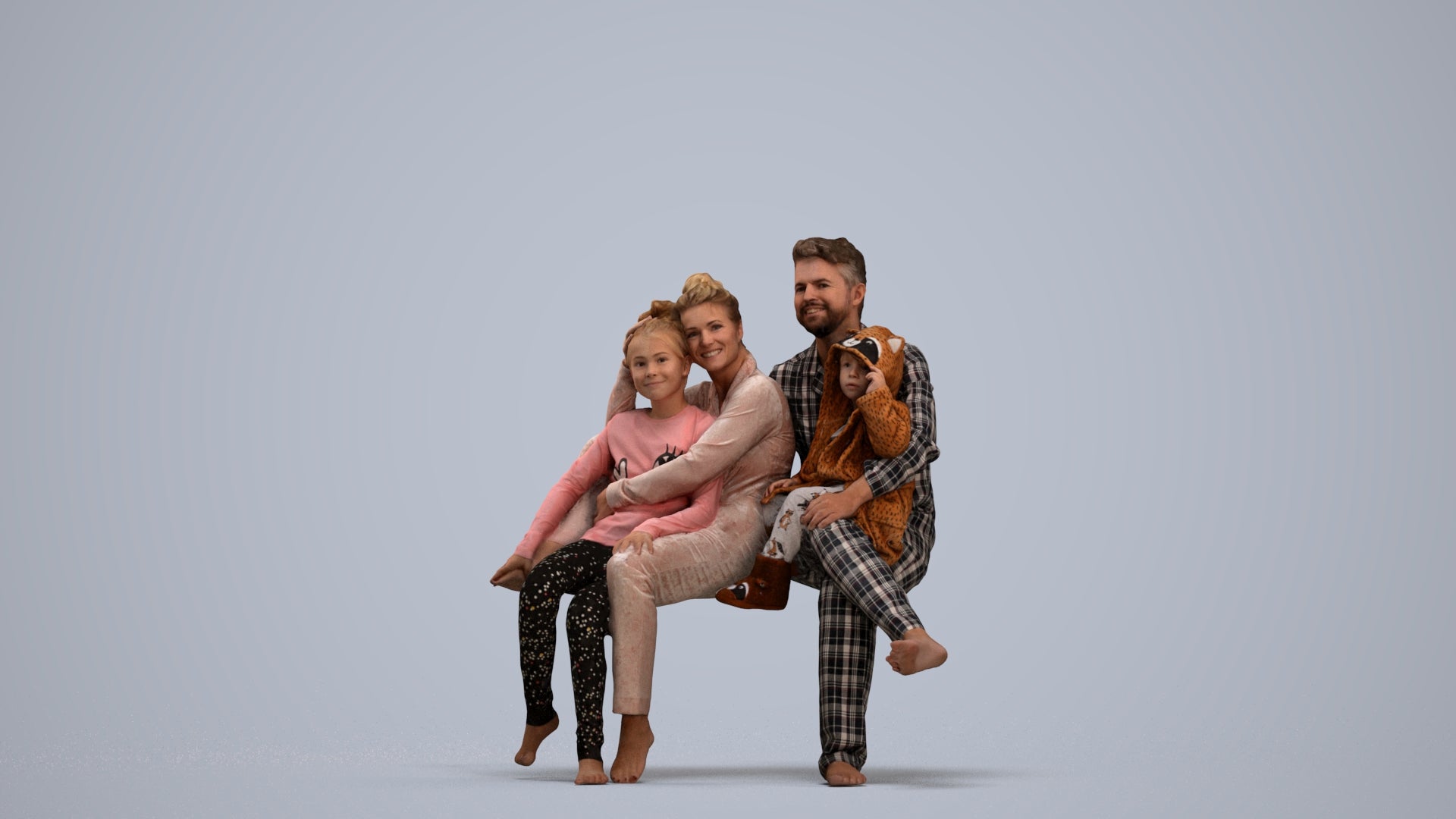 3D people model girl kids, scanned human for 3ds Max rendering, standing pose render