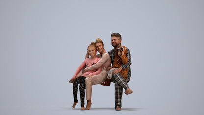 3D people model girl kids, scanned human for 3ds Max rendering, standing pose render