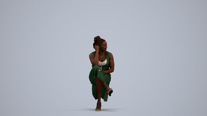 3D people model woman casual sitting, scanned human for 3ds Max rendering, standing pose render