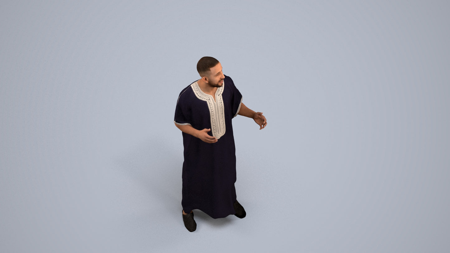 realistic 3D human man standing, archviz people FBX OBJ for Blender, back view render