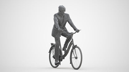 scanned 3D man business cycling, photogrammetry people for Enscape and V-Ray, three-quarter front view render