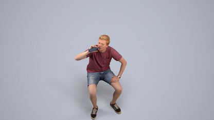 3D scanned man sitting casual, photorealistic archviz people for Enscape and SketchUp, back view render
