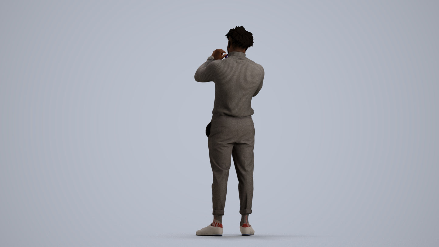 photogrammetry 3D man casual standing, realistic human model archviz FBX, front view render