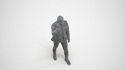scanned 3D man business, photogrammetry people for Enscape and V-Ray, wireframe three-quarter view