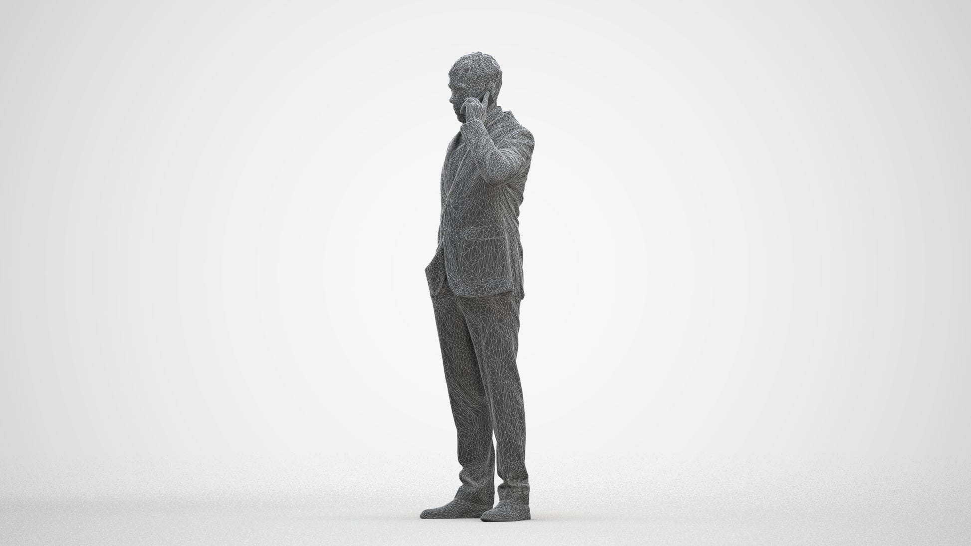 3D people model man business, scanned human for 3ds Max rendering, three-quarter front view render