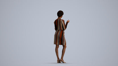 3D human model woman casual standing, photogrammetry scanned person for archviz, front view render