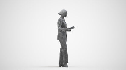 realistic 3D woman business, scanned archviz people for Blender and 3ds Max, wireframe side view
