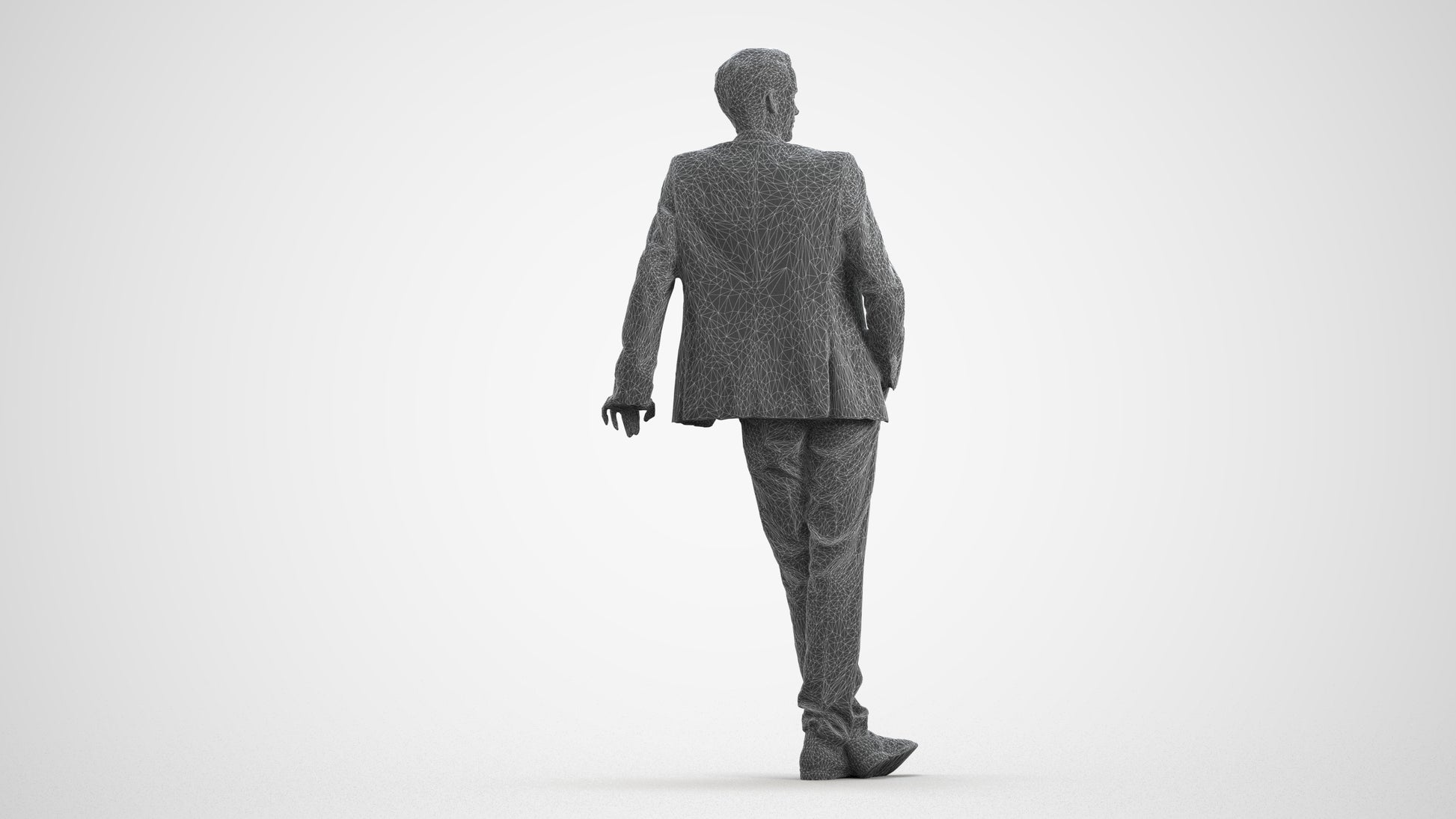 3D scanned man business, photorealistic archviz people for Enscape and SketchUp, wireframe front view