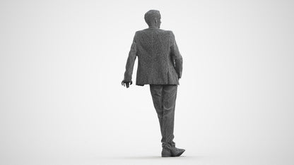 3D scanned man business, photorealistic archviz people for Enscape and SketchUp, wireframe front view