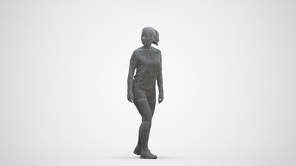 scanned 3D woman sport, photogrammetry people for Enscape and V-Ray, three-quarter front view render