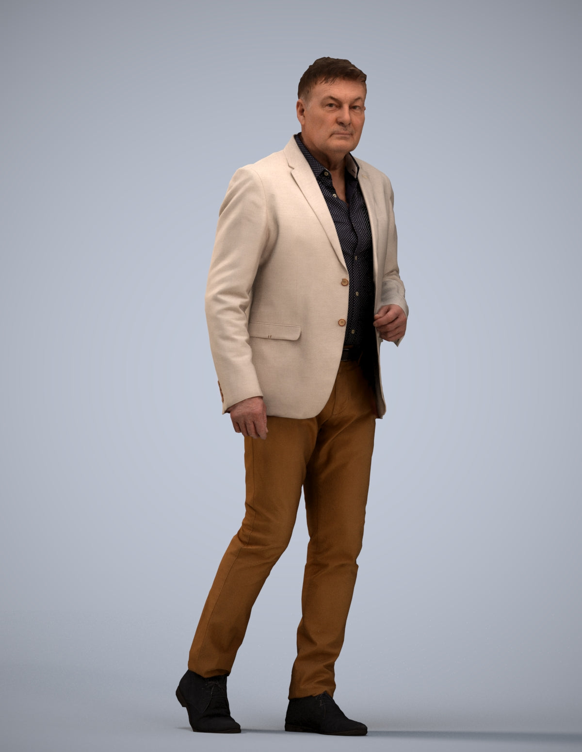 photogrammetry 3D man business walking, realistic human model archviz FBX