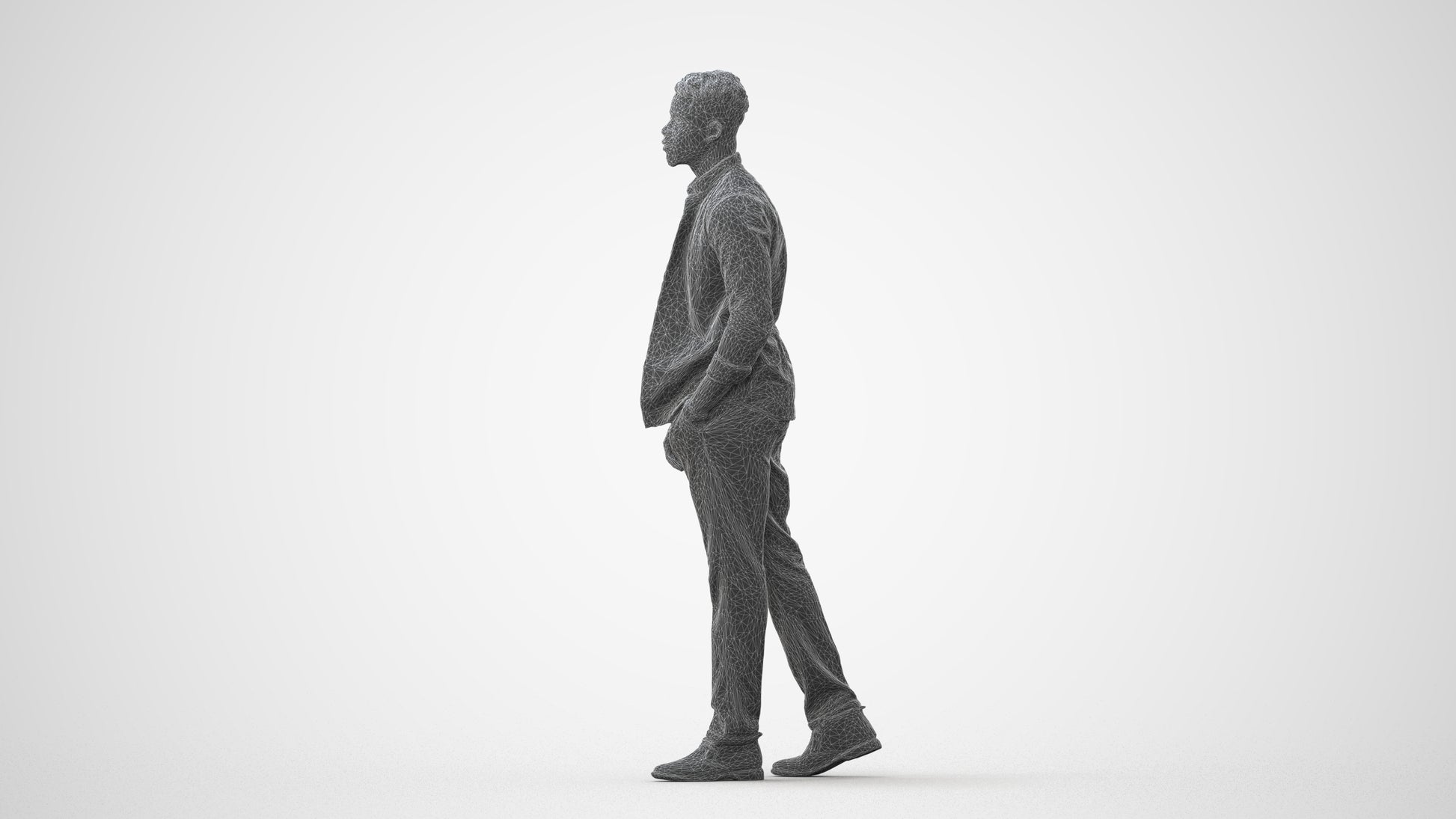 3D scanned man walking casual, photorealistic archviz people for Enscape and SketchUp, square thumbnail