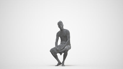 3D scanned man bathroom, photorealistic archviz people for Enscape and SketchUp, three-quarter front view render