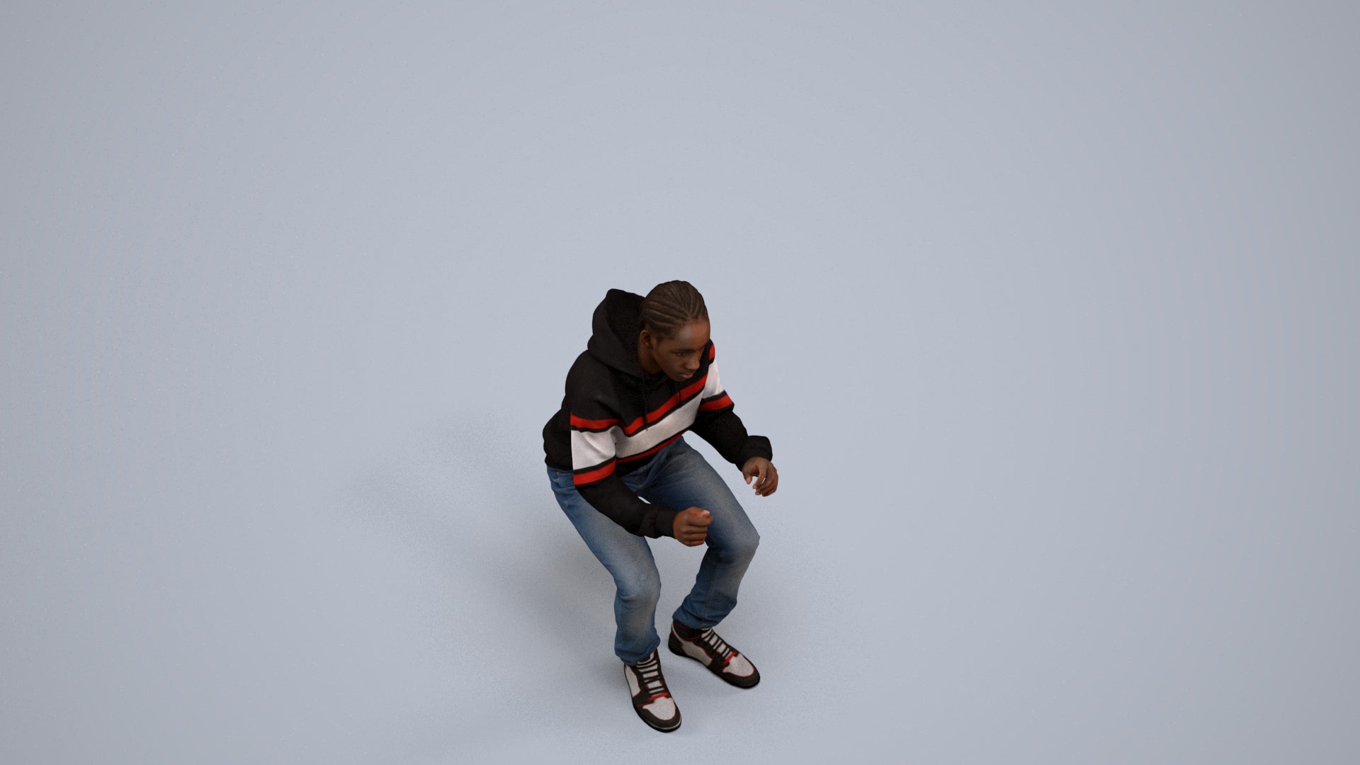 3D people model boy casual kids, scanned human for 3ds Max rendering, back view render