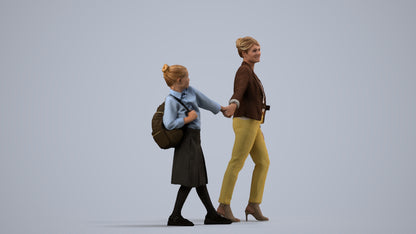 realistic 3D girl kids, scanned archviz people for Blender and 3ds Max, side view render