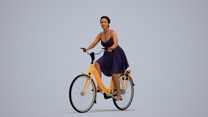 realistic 3D human woman formal cycling, archviz people FBX OBJ for Blender, standing pose render
