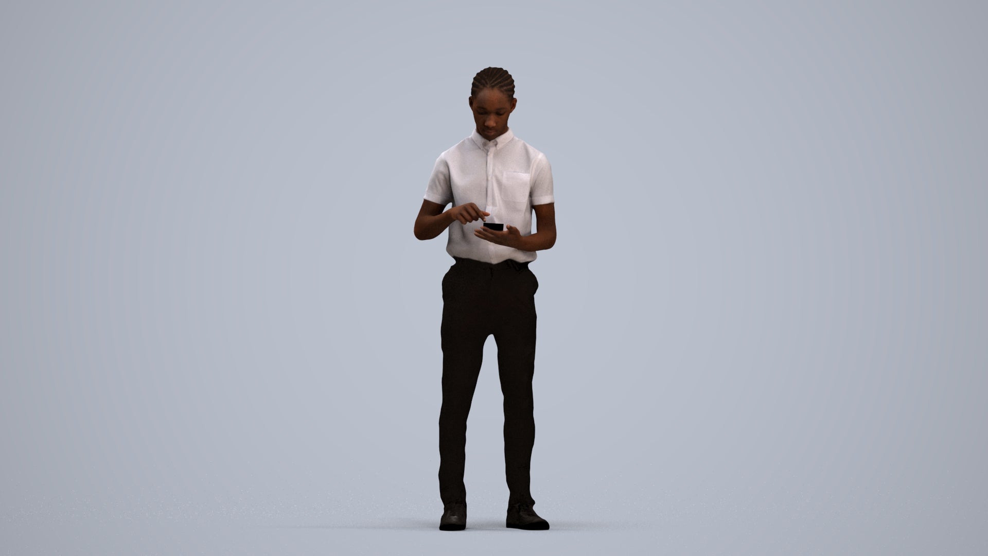 3D human model boy hospitality, photogrammetry scanned person for archviz, standing pose render