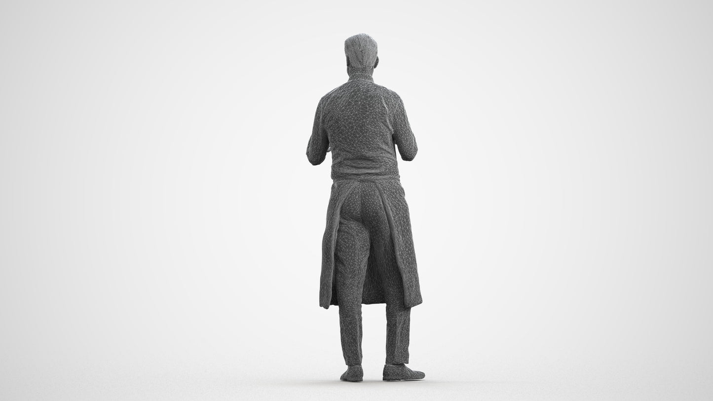 3D people model man hospitality, scanned human for 3ds Max rendering, wireframe front view