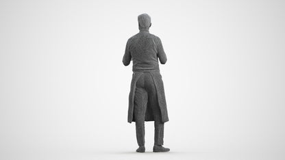 3D people model man hospitality, scanned human for 3ds Max rendering, wireframe front view