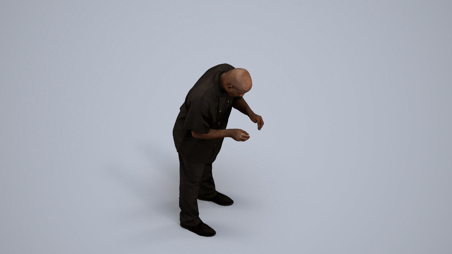 3D people model man hospitality, scanned human for 3ds Max rendering, back view render