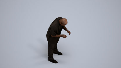 3D people model man hospitality, scanned human for 3ds Max rendering, back view render