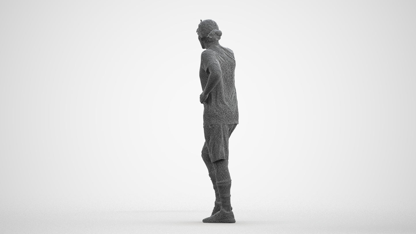 3D human model man sport, photogrammetry scanned person for archviz, wireframe front view