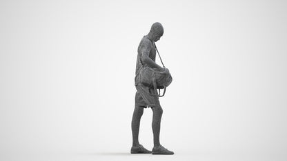 realistic 3D people man casual standing, render-ready for V-Ray and Corona, FBX OBJ, wireframe side view