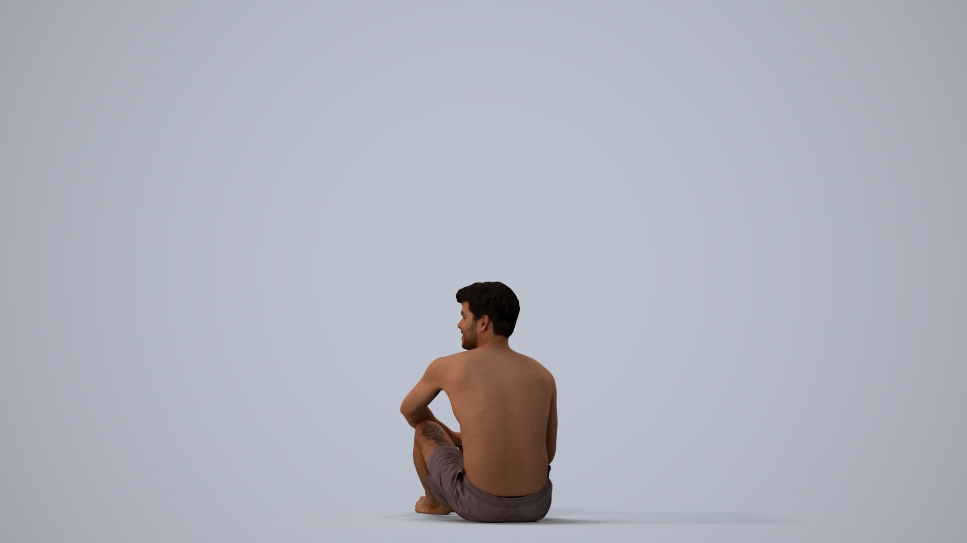 realistic 3D human man pool, archviz people FBX OBJ for Blender, three-quarter view render